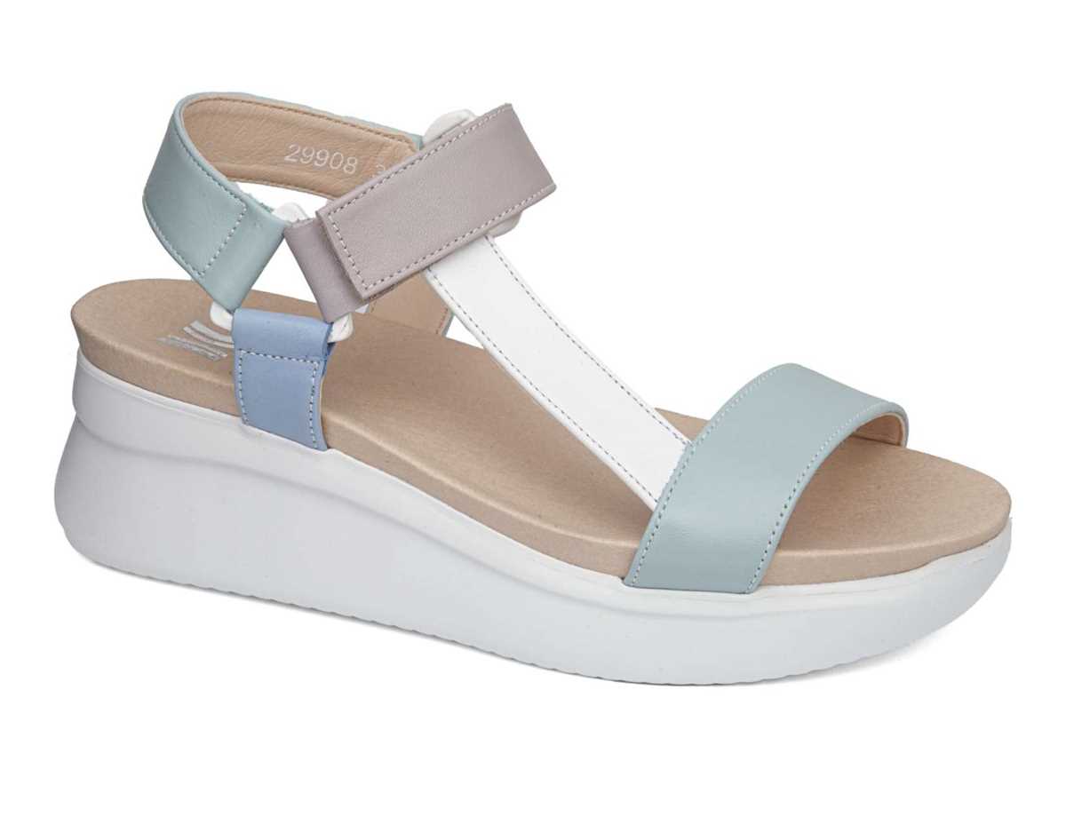 Callaghan 29908 Llana Keilabsatz Sandalen Damen Grün Weiß Lila | PBL1130ZI