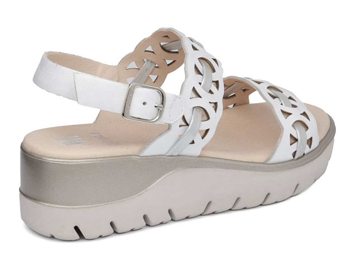Callaghan 26517 Uwanja Keilabsatz Sandalen Damen Weiß Silber | AJL6029MU