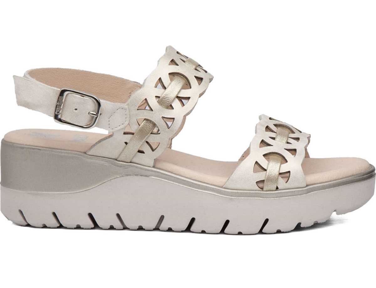 Callaghan 26517 Uwanja Keilabsatz Sandalen Damen Beige Gold | ASK8987IT