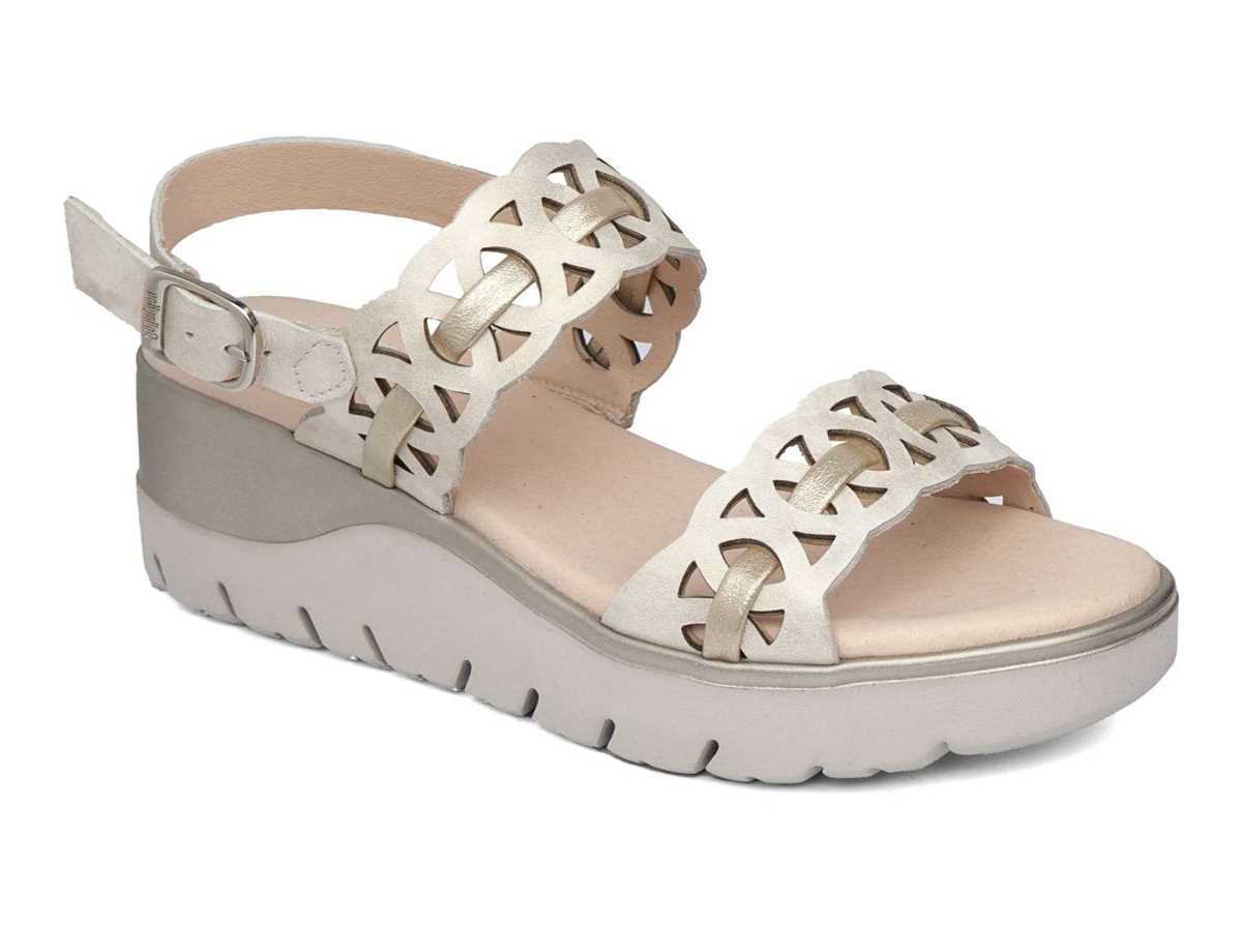 Callaghan 26517 Uwanja Keilabsatz Sandalen Damen Beige Gold | ASK8987IT