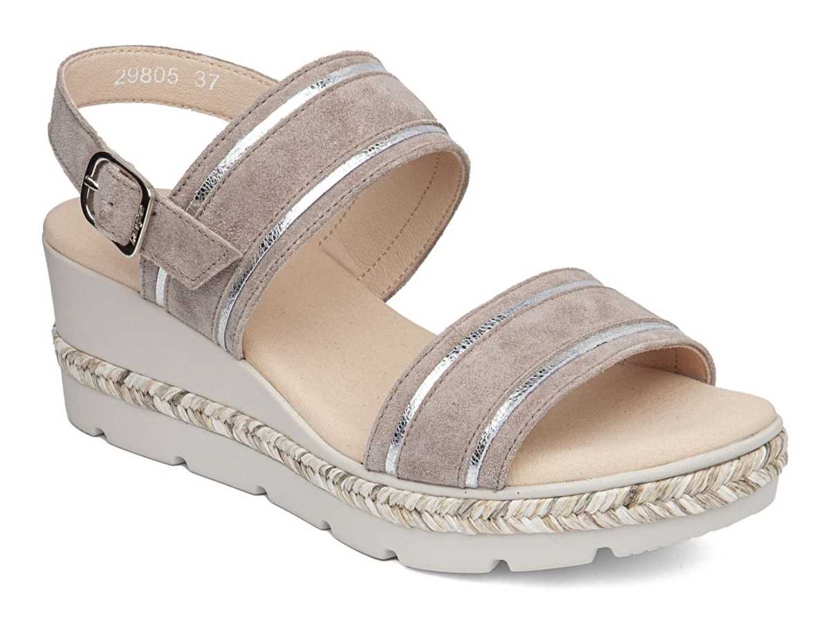 Callaghan 29805 Mara Keilabsatz Sandalen Damen Beige Silber | AWF1390OH