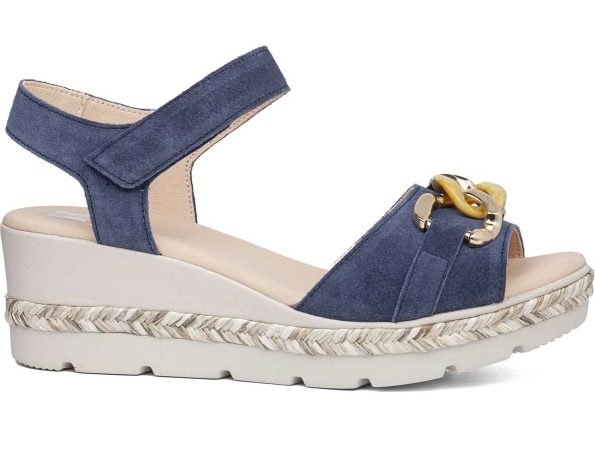 Callaghan 29807 Mara Keilabsatz Sandalen Damen Blau | ZWO5485JK