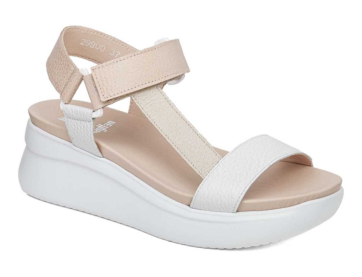 Callaghan 29900 Llana Plateau Sandalen Damen Weiß Beige Rosa | DOR7384PR