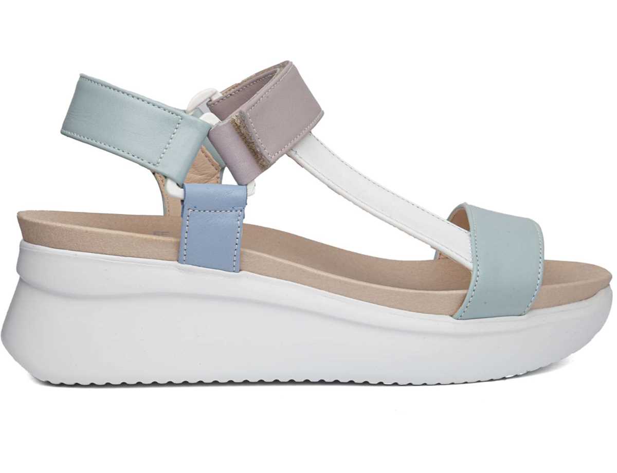 Callaghan 29908 Llana Keilabsatz Sandalen Damen Grün Weiß Lila | PBL1130ZI