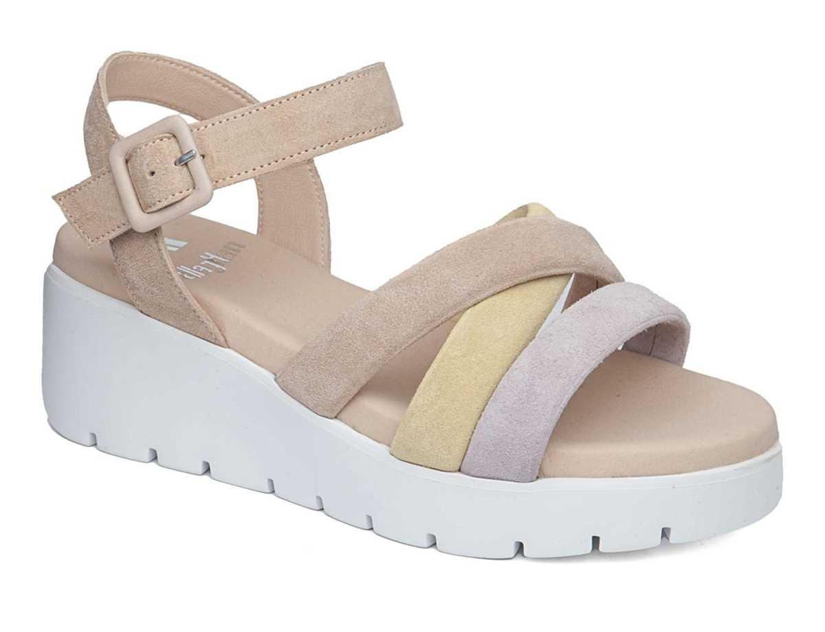 Callaghan 32000 Bera Keilabsatz Sandalen Damen Lila Gelb Beige | CWQ4961DX