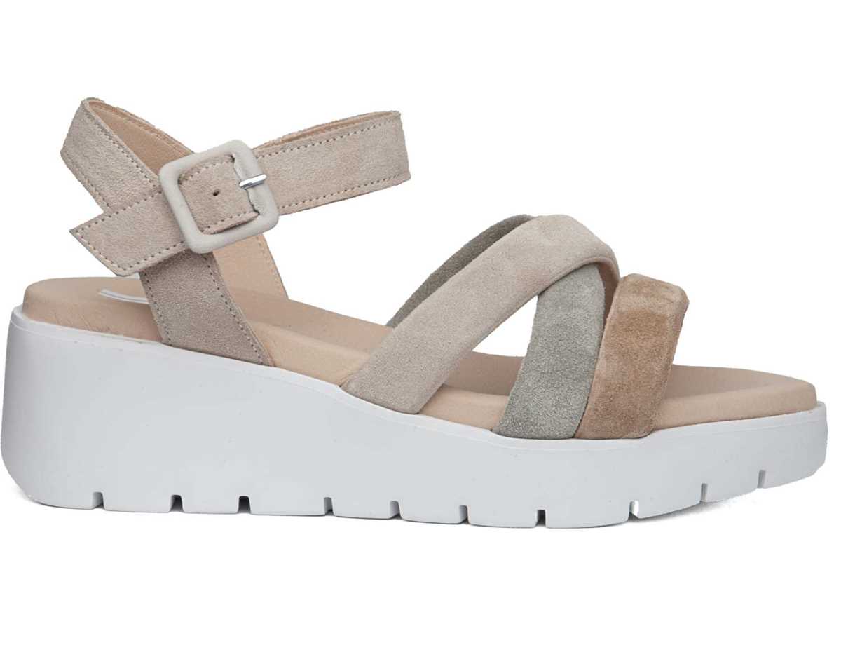 Callaghan 32000 Bera Keilabsatz Sandalen Damen Beige Grün Braun | NEH8616ZJ