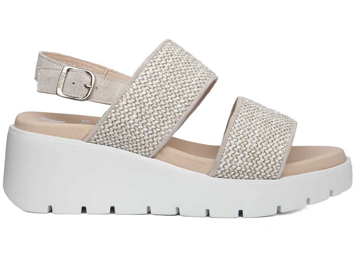 Callaghan 32001 Bera Keilabsatz Sandalen Damen Braun Weiß | OMP2224IR