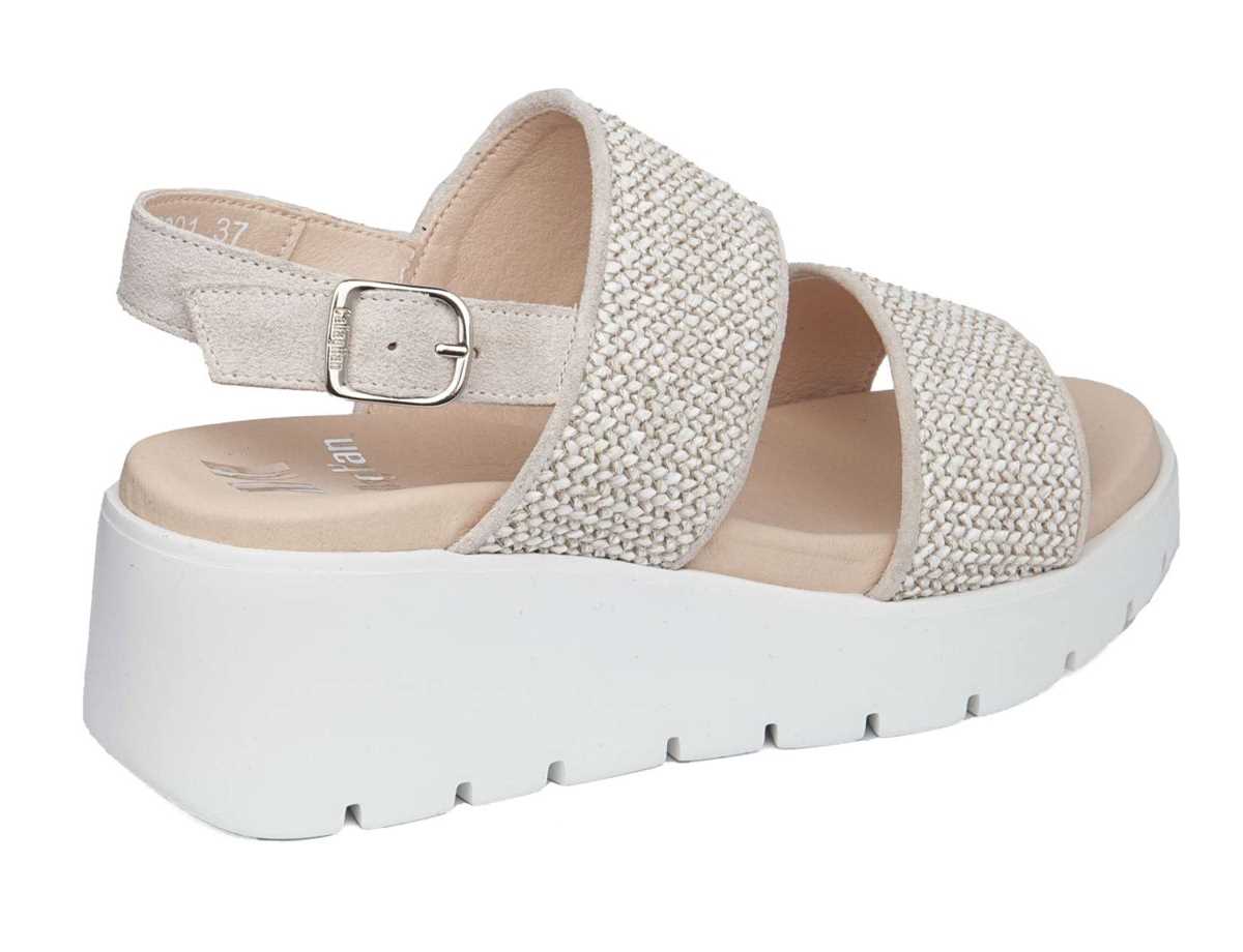 Callaghan 32001 Bera Keilabsatz Sandalen Damen Braun Weiß | OMP2224IR